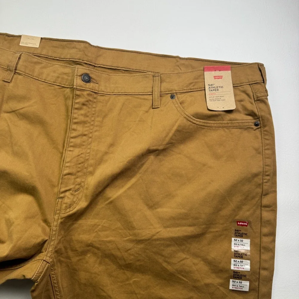 Levis 541 Athletic Taper Pants Mens 52x32 British Khaki Brown Stretch Twill NEW